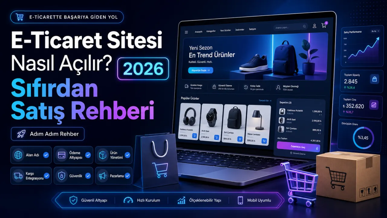 Web Geliştirme — E-Ticaret Sitesi Nasıl Açılır? 2026 Sıfırdan Satış Rehberi
